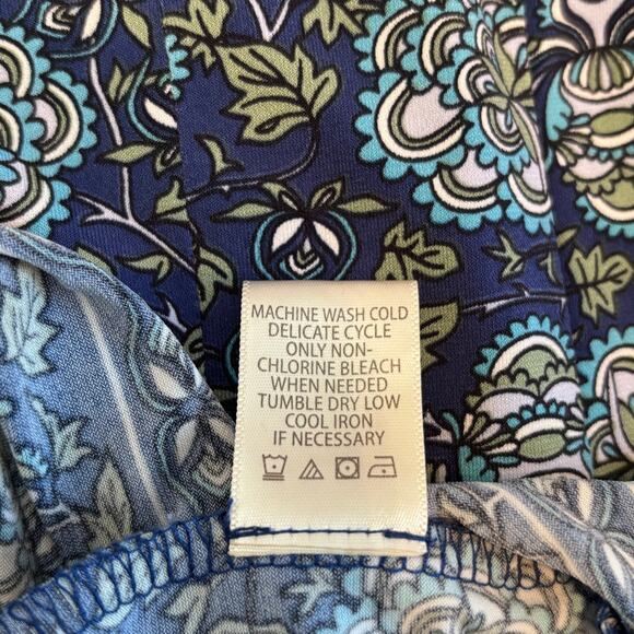 Max Studio Wms Med Navy Floral Print Jersey Knit Swing Dress Cottagecore - Picture 9 of 10